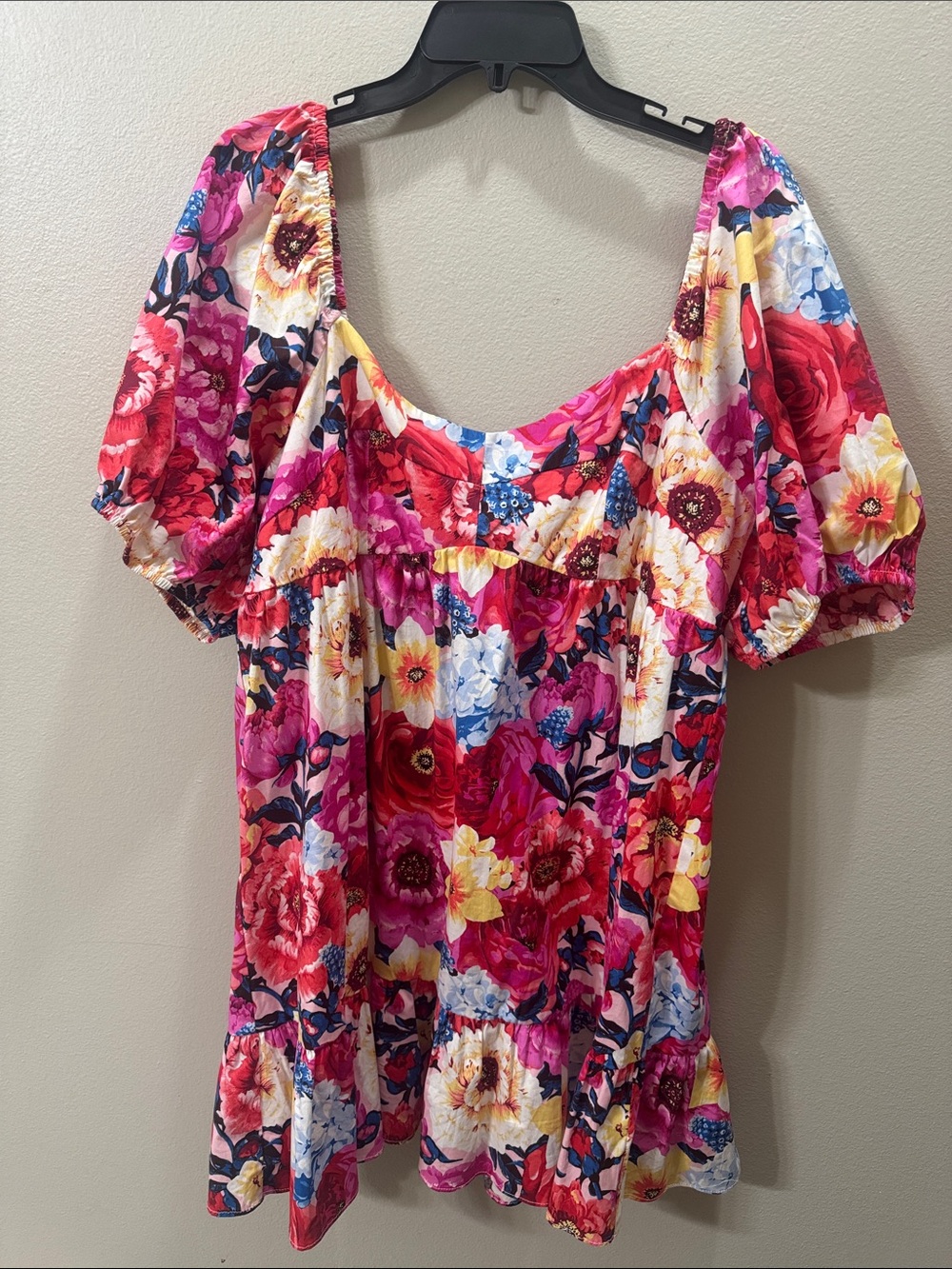 Buddy Love Floral Puff Sleeve Mini Dress in Pink Multi